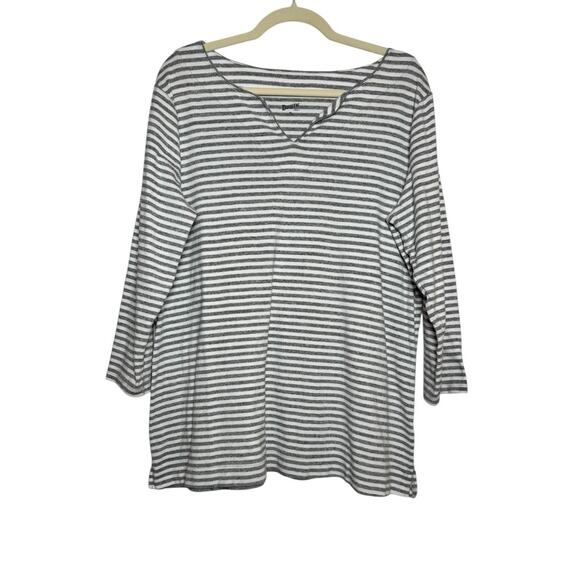 Duluth Trading Co Women's Lightweight Longtail Tunic Shirt White Gray Striped XL - Picture 1 of 8